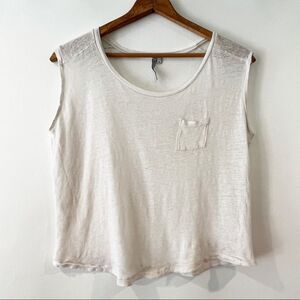 Michael Stars White Boxy 100% Linen Top Small Sleeveless Tank Natural Fiber